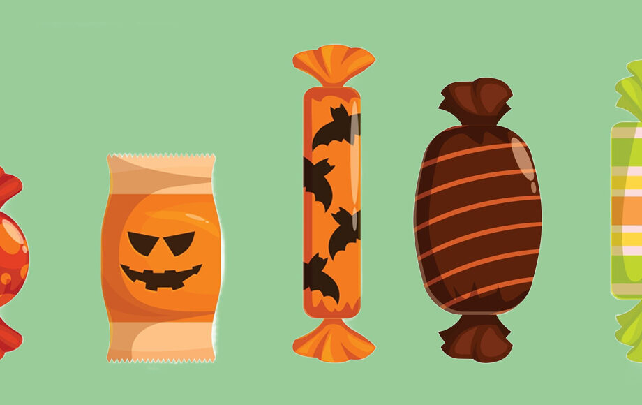 Halloween candy taffy in colorful wrappers